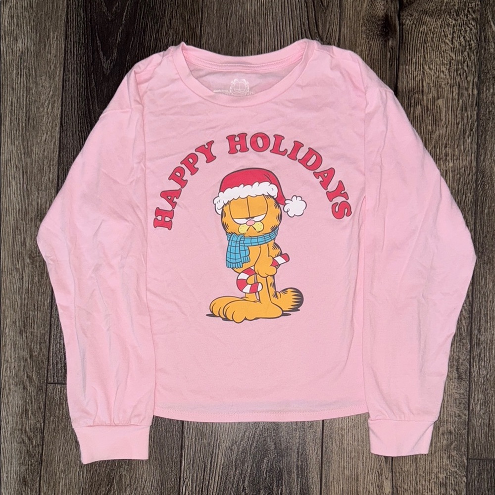 Nickelodeon Pink Long Sleeve Tee with Garfield